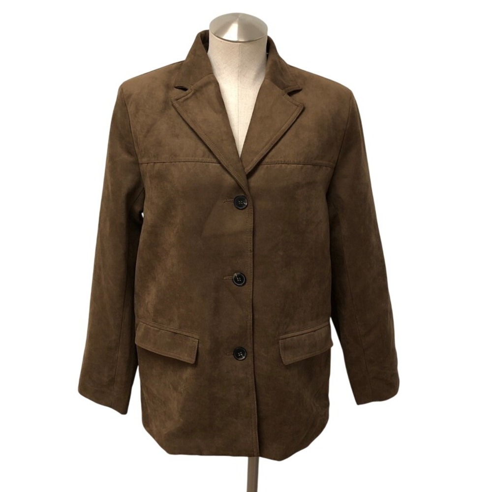 H&M Divided Faux Suede Blazer Womens Small Brown 3-Button Lined Jacket